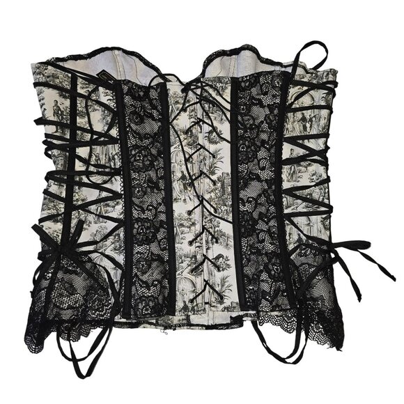 Elegant Black and White Lace Corset - Picture 5 of 8
